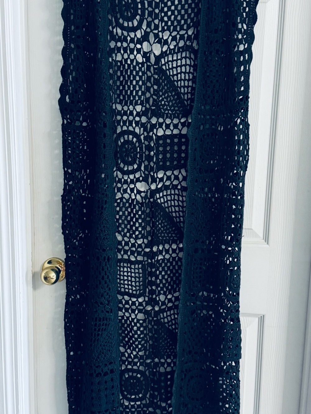 Crochet Knit Maxi Vest - Dark Teal